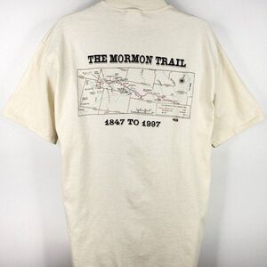 The Mormon Trail T Shirt Vintage 90s Faith In Every Footstep Pioneers Church XL